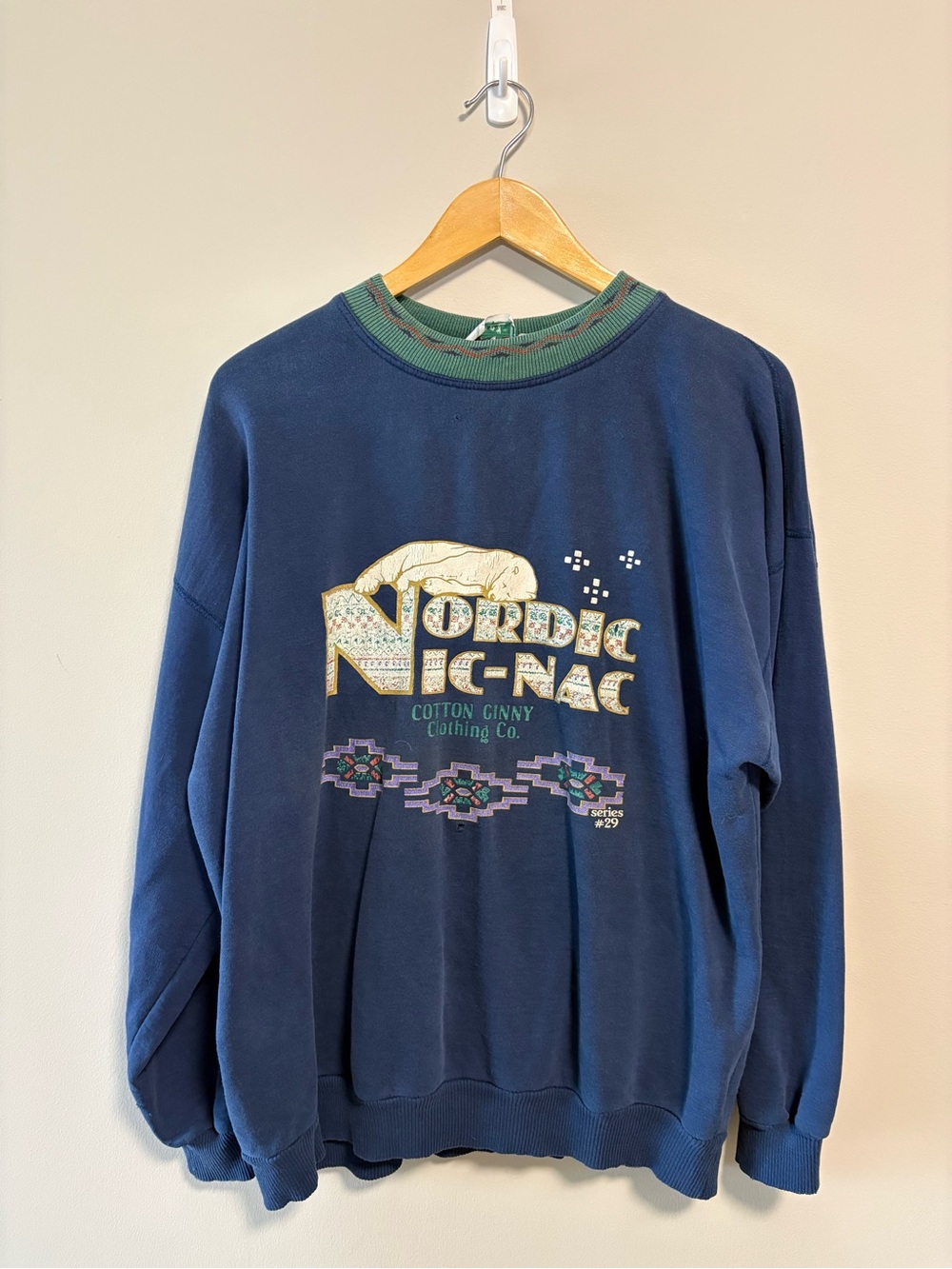 Vintage 90s Nordic Polar Bear Graphic Crewneck Sweatshirt Size OSFA